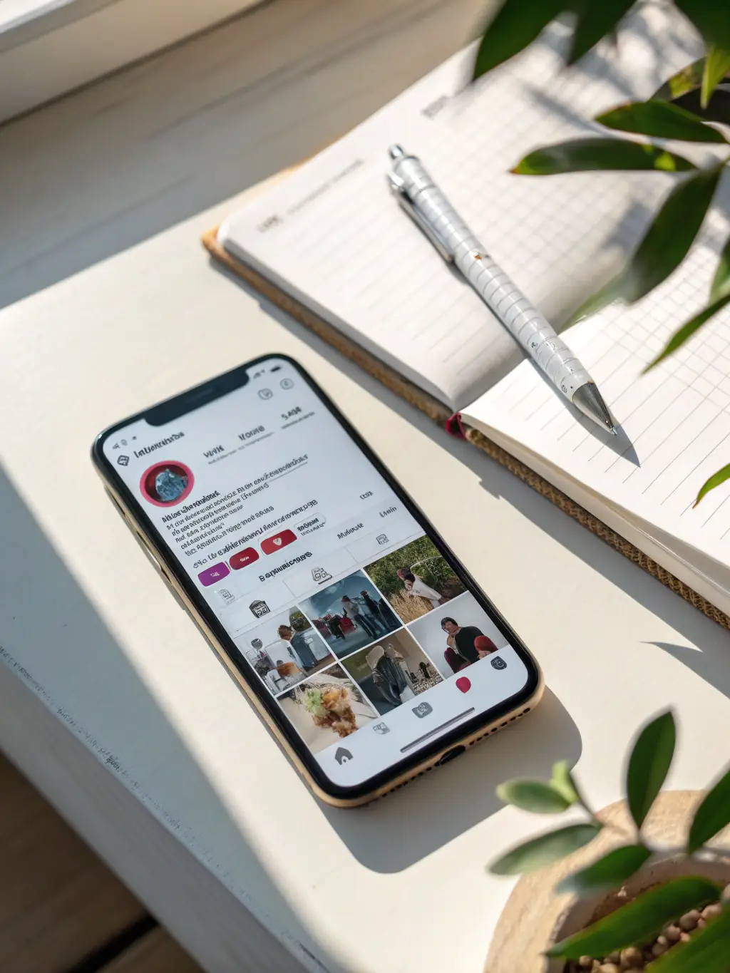 A screenshot of an Instagram profile page with analytical overlays, representing the detailed reviews performed on Instagram accounts.