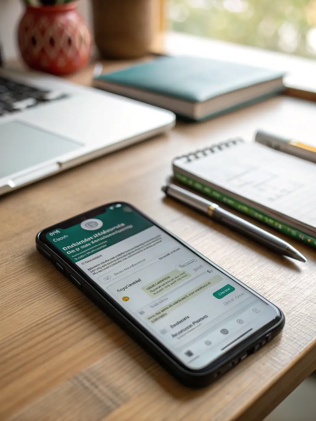 A close-up shot of a smartphone displaying a WhatsApp chat, subtly highlighting the data analysis aspect of WhatsApp monitoring services.
