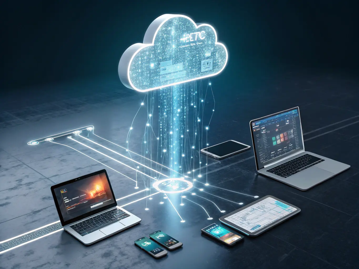 An illustration of a smartphone with data flowing securely into a cloud storage, highlighting the secure data transfer process.